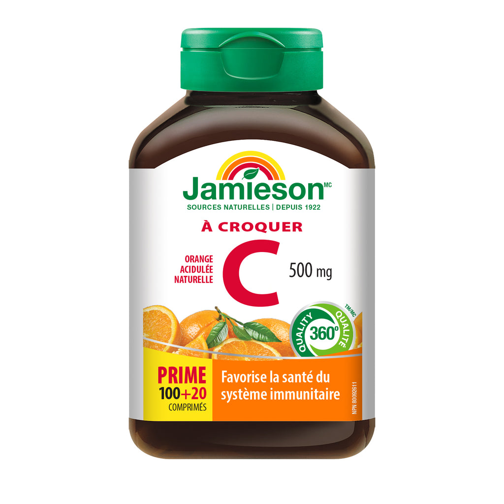 Jamieson Vitamin C Chewable Tablets, Tangy Orange 500mg 100+20 - DrugSmart Pharmacy